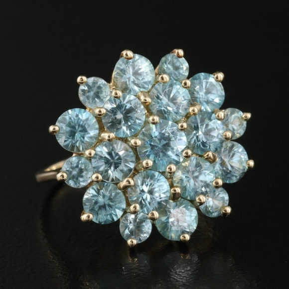 Jewelry - 10K Natural Blue Zircon Cluster Ring - Size 7